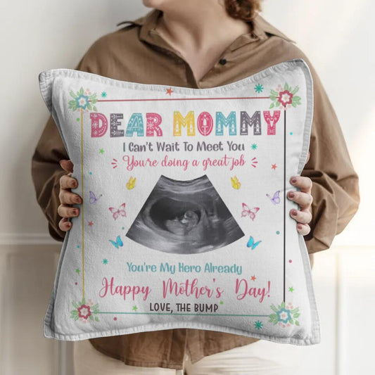 I Can't Wait To Meet You - Personalized Pillow for Pregnant Mom - Mother's Day Gift for Pregnant - Sonograms Pillow
