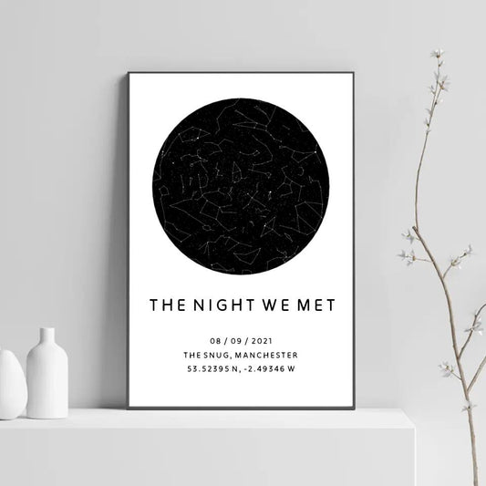 Custom Star Map Print - Night We Met - Anniversary Gift Romantic