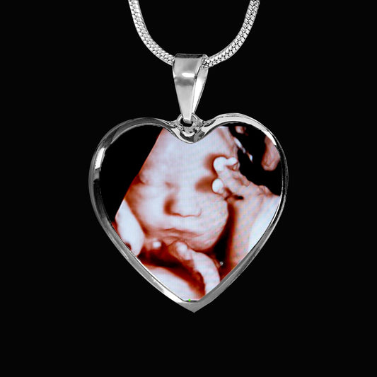 Heart Necklace Custom Sonograms Photo Upload - Gift for Pregnant Mom