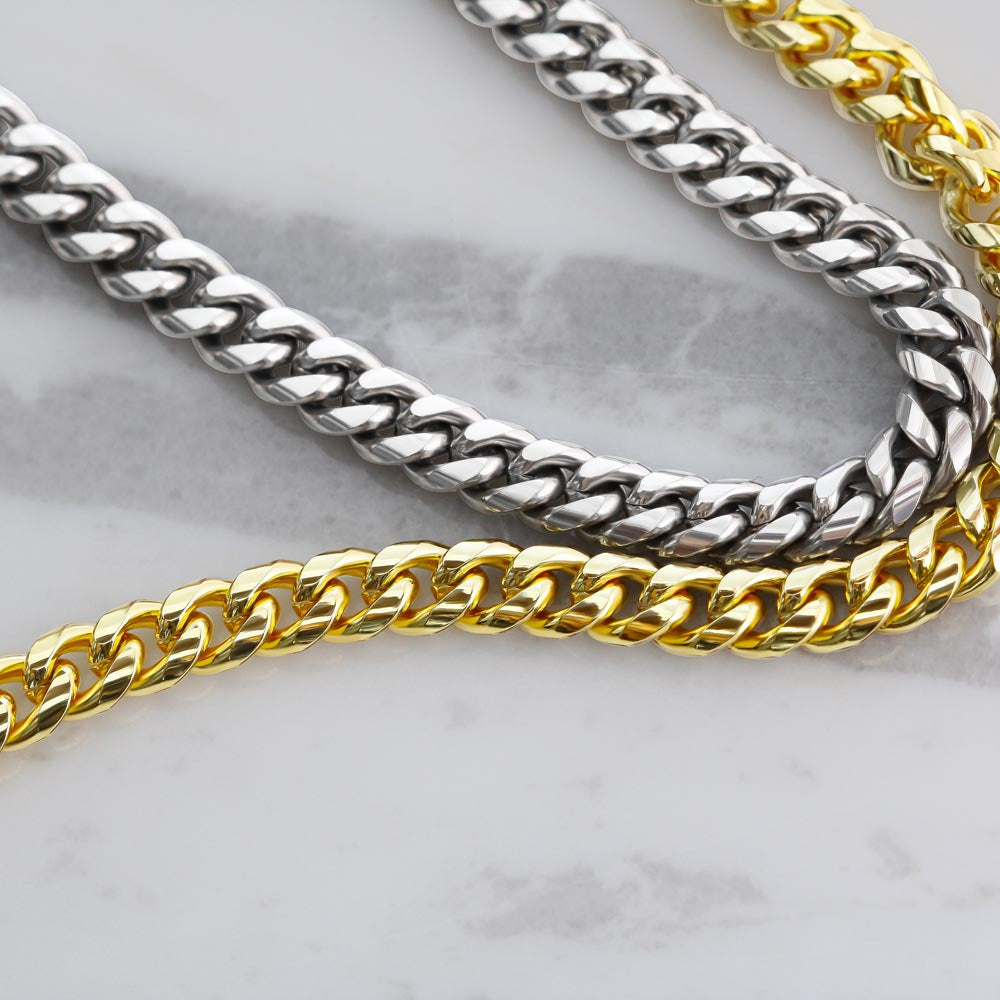 TO MY SON REASONS CUBAN LINK CHAIN NECKLACE GIFT SET