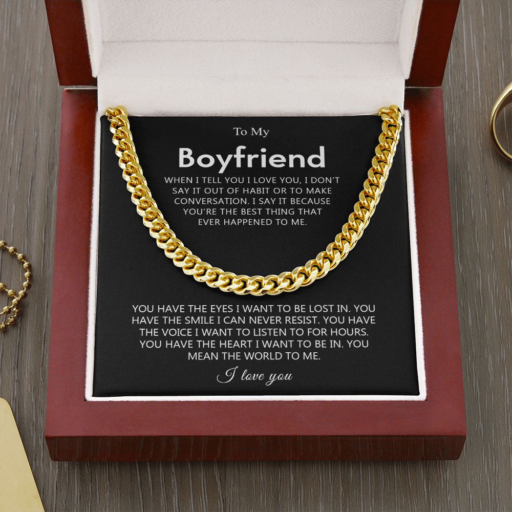Boyfriend The Best Thing, Romantic Gift for Boyfriend, Cuban Link Chain Necklace