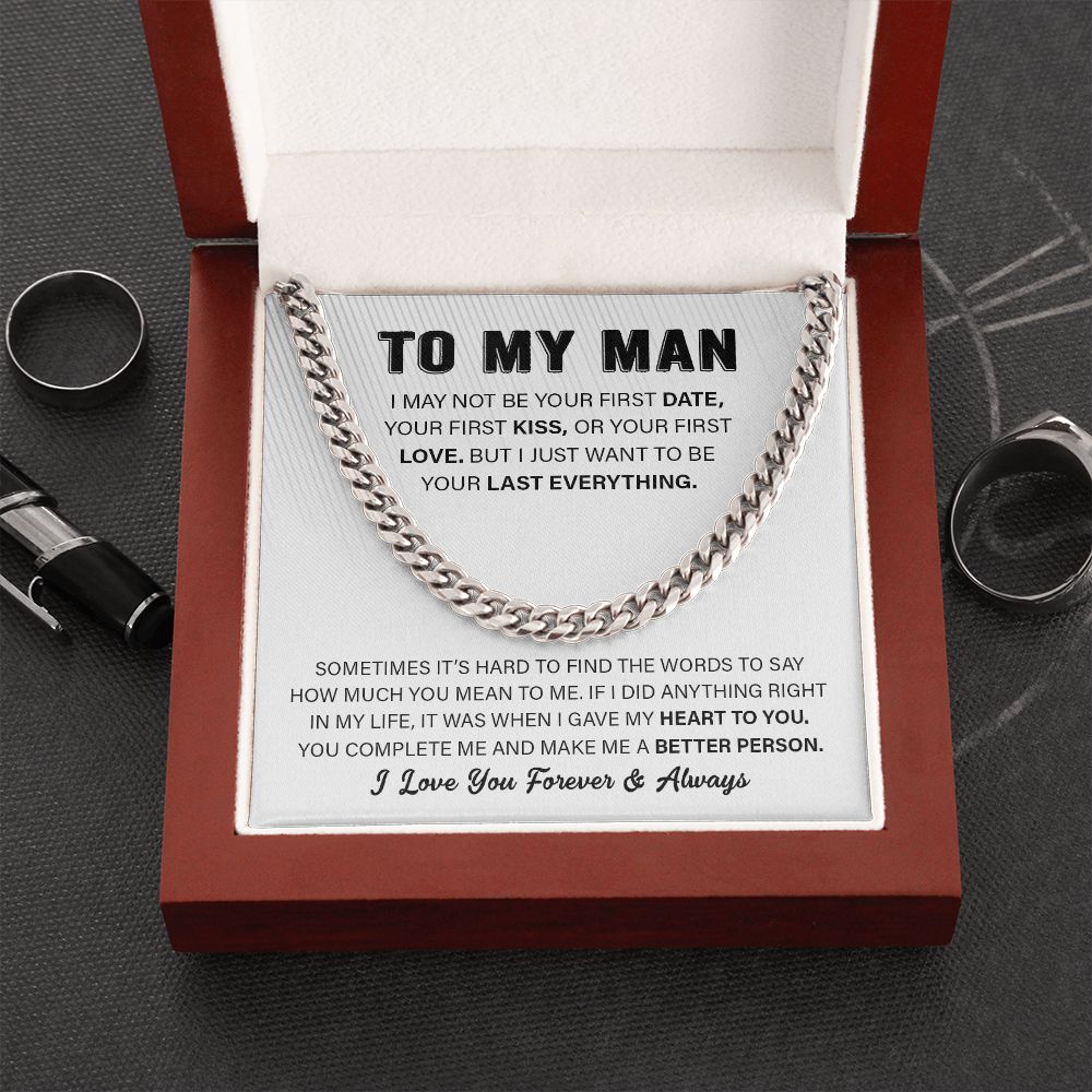 To My Man Cuban Link Chain Necklace | Heart To You | Unique Gift for Husband - Boyfriend
