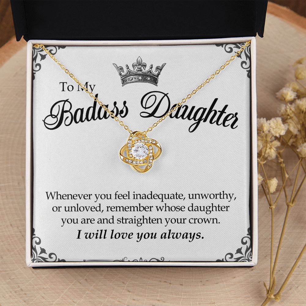 To My Badass Daughter Love Knot Necklace