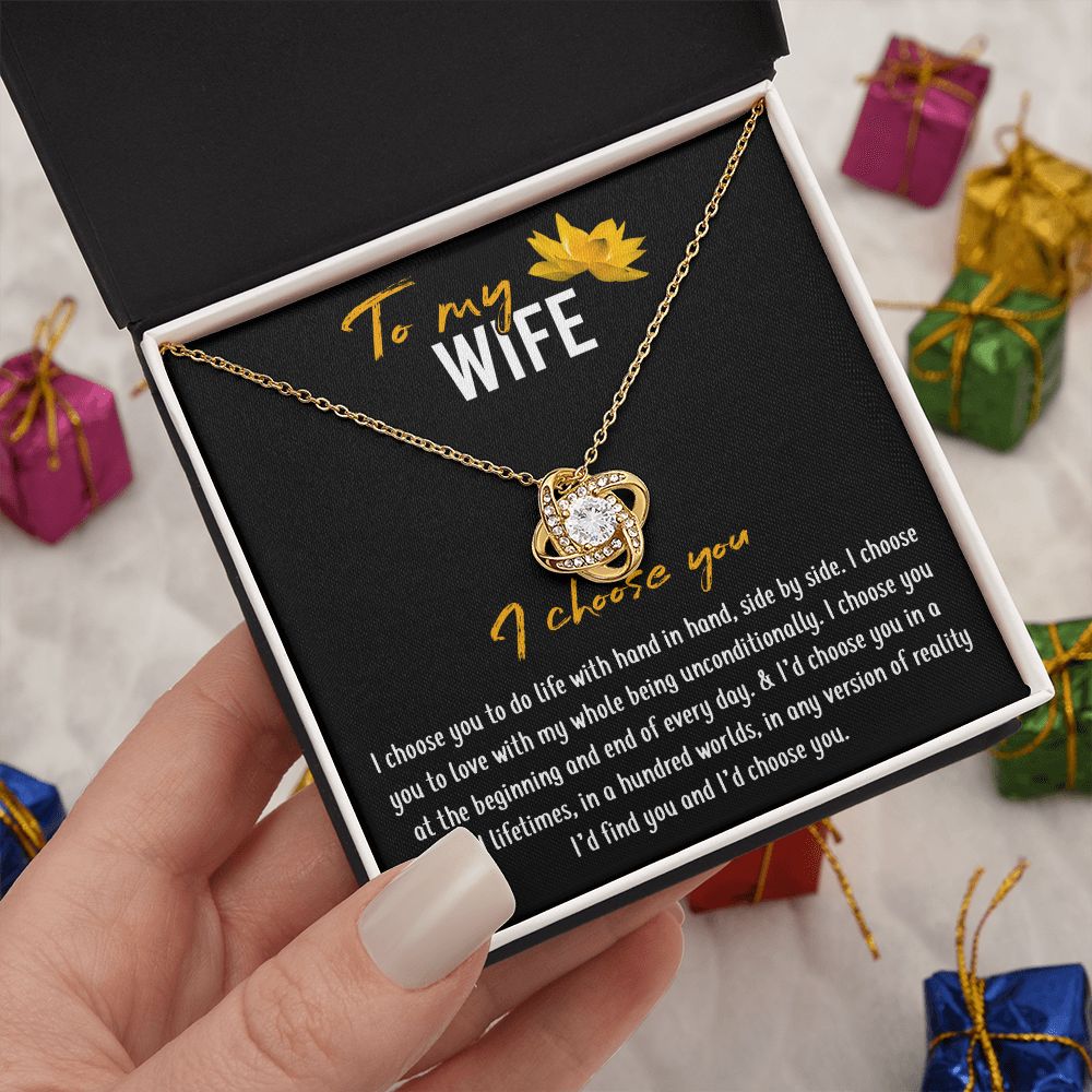 To My Wife I Choose You Love Knot Necklace