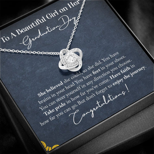 To My Beautiful Girl on Her Graduation Day Love Knot Necklace