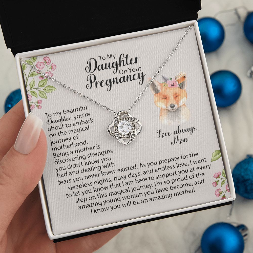 Daughter Pregnancy Love Knot Necklace