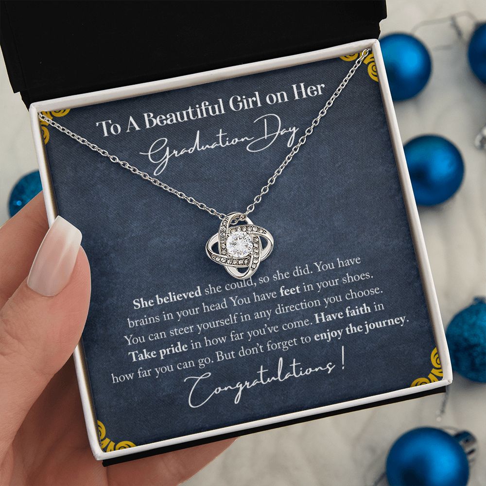 To My Beautiful Girl on Her Graduation Day Love Knot Necklace