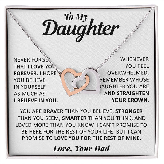 To My Daughter Never Forget That I Love You - Interlocking Heart Necklace