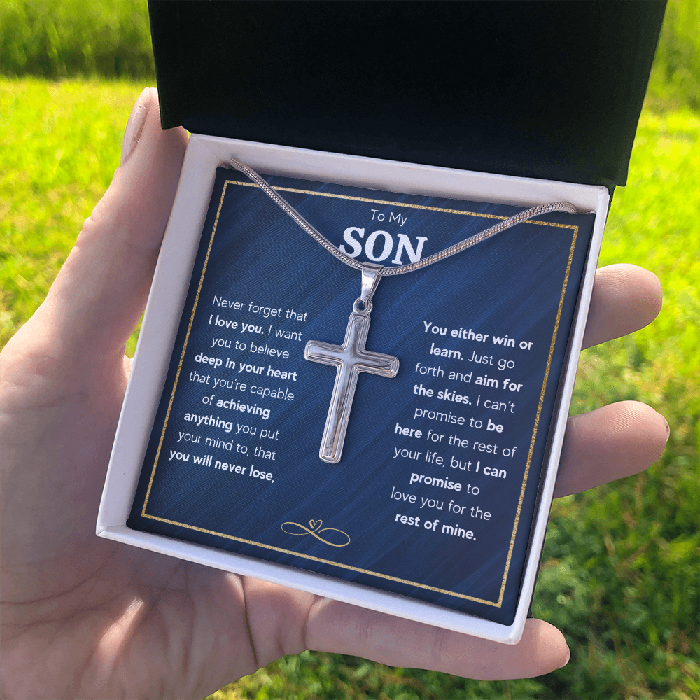 TO MY SON SKIES CROSS NECKLACE GIFT SET