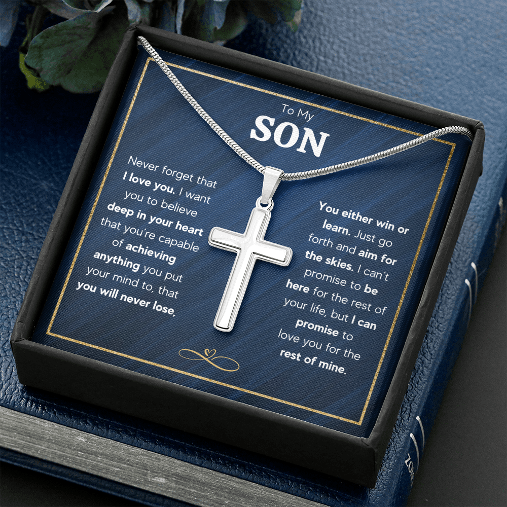 TO MY SON SKIES CROSS NECKLACE GIFT SET