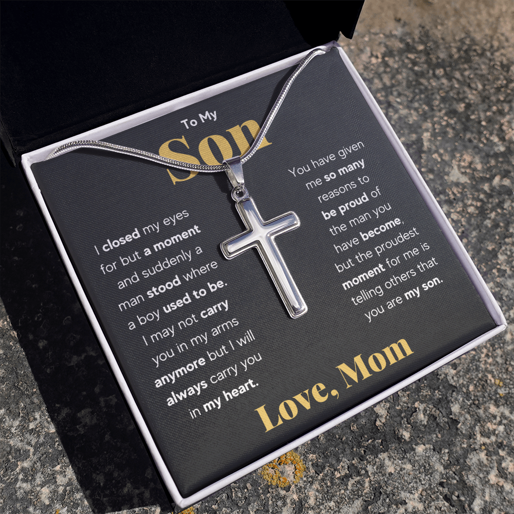 TO MY SON REASONS CROSS NECKLACE GIFT SET
