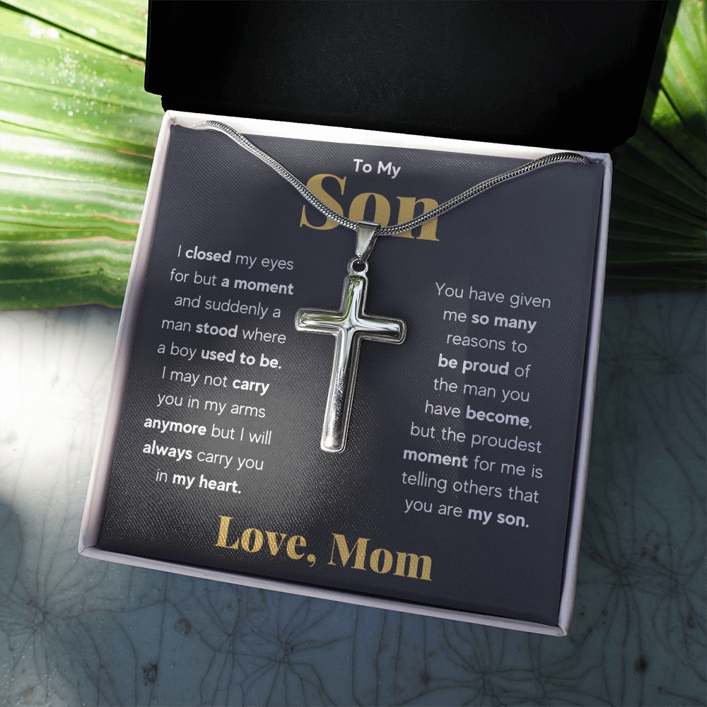 TO MY SON REASONS CROSS NECKLACE GIFT SET